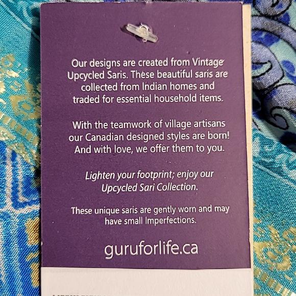 NWT GURU FOR LIFE Kimono Robe O/S Upcycled Saris Silk Mixed Print Pockets - Picture 12 of 14
